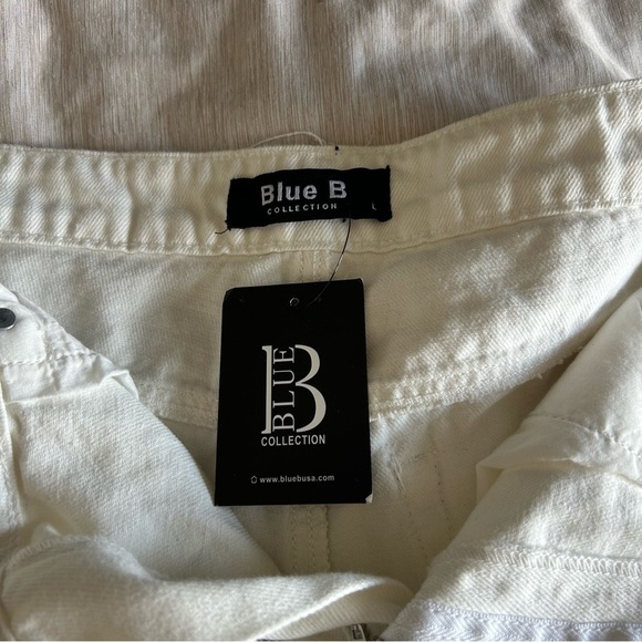 Blue B Distressed Cut off Grunge, Coastal Cowgirl 100% Cotton White Denim Shorts - Picture 4 of 10